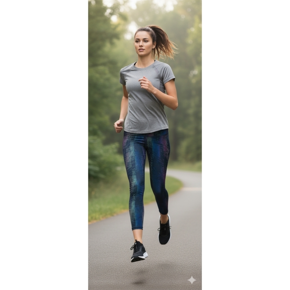 Xersion Woman's Vibrant Neon Dots Fitted Sleek Activewear Leggings Size M